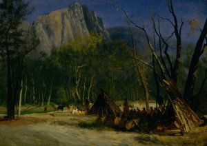 Indians in Council, California by Albert Bierstadt Oil Painting