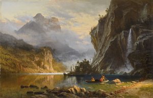 Indians Spear Fishing by Albert Bierstadt Oil Painting