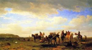Indians Traveling Near Fort Laramie by Albert Bierstadt Oil Painting