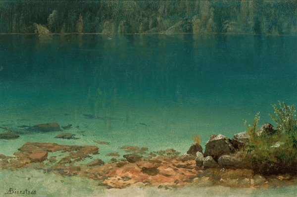 Main Product Photo of Lake Scene Painting by Albert Bierstadt