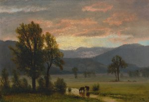 Landscape With Cattle by Albert Bierstadt Oil Painting