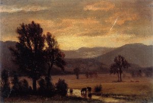 Landscape with Cattle by Albert Bierstadt Oil Painting