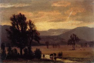 Landscape with Cattle by Albert Bierstadt Oil Painting