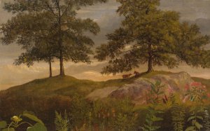 Landscape With Cows by Albert Bierstadt Oil Painting