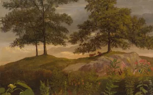 Landscape With Cows by Albert Bierstadt Oil Painting