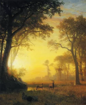 Light in the Forest by Albert Bierstadt - Oil Painting Reproduction