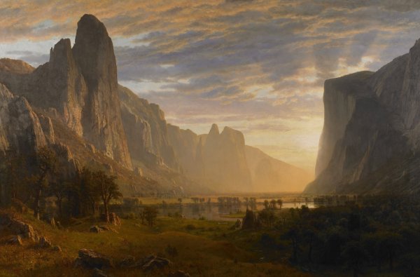Main Product Photo of Looking Down Yosemite Valley, California  Painting by Albert Bierstadt