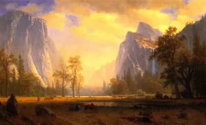 Looking Up the Yosemite Valley by Albert Bierstadt - Oil Painting Reproduction