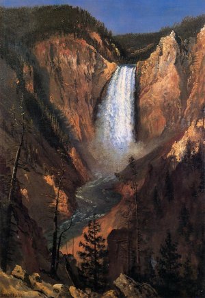 Lower Yellowstone Falls by Albert Bierstadt Oil Painting