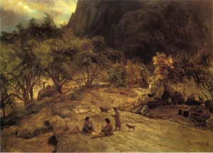 Mariposa Indian Encampment, Yosemite Valley, California by Albert Bierstadt - Oil Painting Reproduction