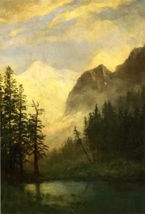 Moonlit Landscape by Albert Bierstadt - Oil Painting Reproduction