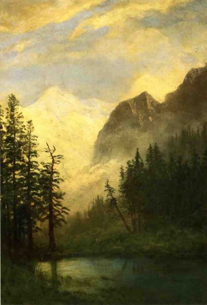 Main Product Photo of Moonlit Landscape Painting by Albert Bierstadt