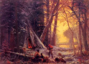 Moose Hunters' Camp by Albert Bierstadt - Oil Painting Reproduction