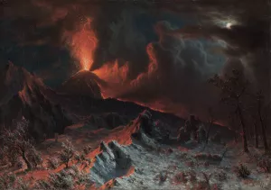 Mount Vesuvius at Midnight by Albert Bierstadt Oil Painting