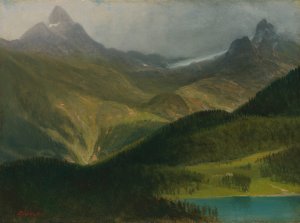 Mountain Landscape by Albert Bierstadt Oil Painting