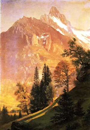 Mountain Landscape by Albert Bierstadt - Oil Painting Reproduction