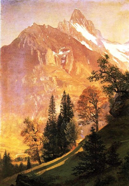 Main Product Photo of Mountain Landscape Painting by Albert Bierstadt