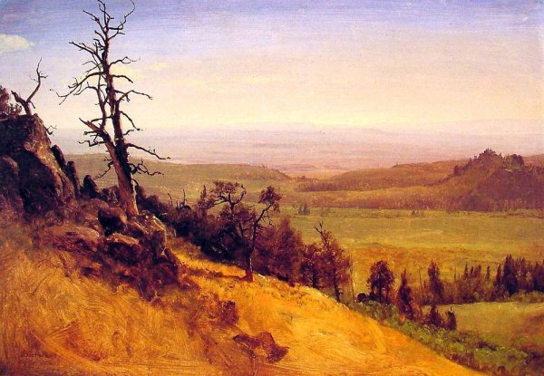 Nebraska Wasatch Mountains by Albert Bierstadt - Hand-Painted Oil Painting Reproduction