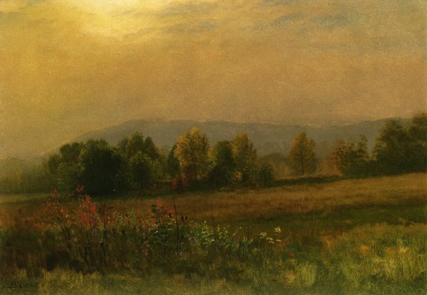 New England Landscape by Albert Bierstadt - Hand-Painted Oil Painting Reproduction