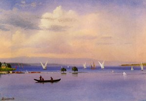 On the Lake by Albert Bierstadt Oil Painting