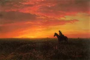 On the Plains, Sunset by Albert Bierstadt Oil Painting
