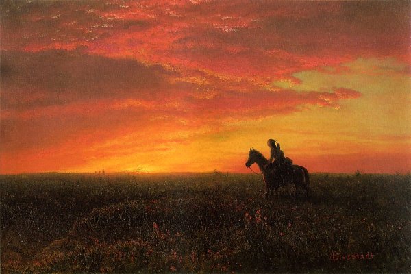 Main Product Photo of On the Plains, Sunset Painting by Albert Bierstadt