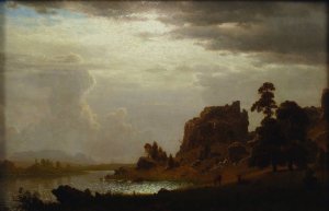 On the Sweetwater near the Devil's Gate by Albert Bierstadt Oil Painting