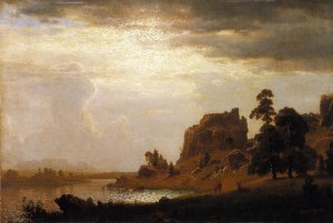 On the Sweetwater near the Devil's Gate by Albert Bierstadt Oil Painting