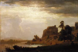 On the Sweetwater near the Devil's Gate by Albert Bierstadt Oil Painting