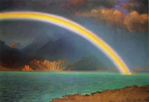 Rainbow over Jenny Lake, Wyoming by Albert Bierstadt Oil Painting