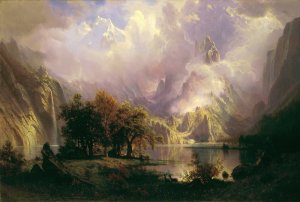 Rocky Mountain Landscape by Albert Bierstadt Oil Painting