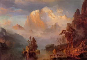 Rocky Mountains by Albert Bierstadt Oil Painting