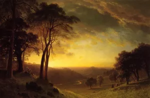 Sacramento River Valley Oil painting by Albert Bierstadt