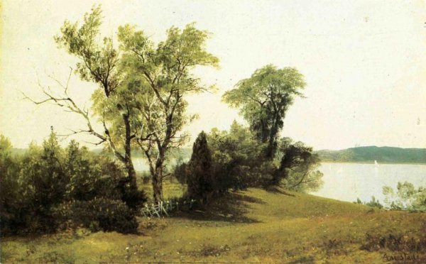 Main Product Photo of Sailing on the Hudson Painting by Albert Bierstadt