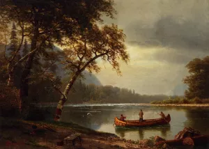 Salmon Fishing on the Cascapediac River by Albert Bierstadt - Oil Painting Reproduction
