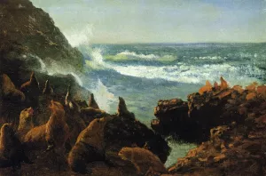 Sea Lions, Farallon Islands by Albert Bierstadt - Oil Painting Reproduction