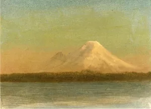 Snow-Capped Moutain at Twilight by Albert Bierstadt - Oil Painting Reproduction