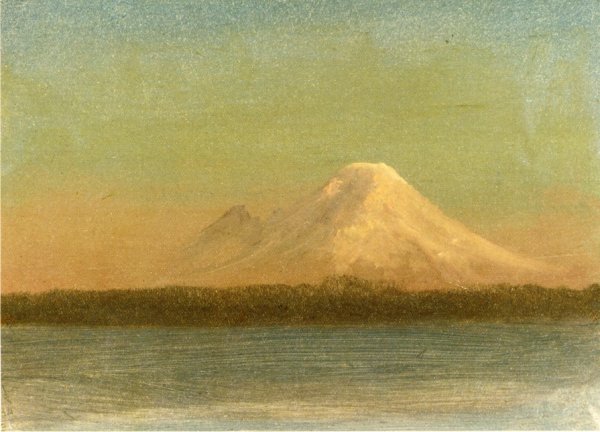 Snow-Capped Moutain at Twilight by Albert Bierstadt - Hand-Painted Oil Painting Reproduction