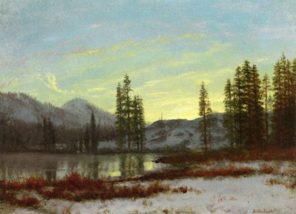 Main Product Photo of Snow in the Rockies Painting by Albert Bierstadt