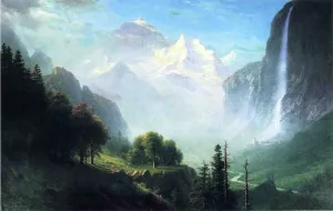 Staubbach Falls, Near Lauterbrunnen, Switzerland by Albert Bierstadt Oil Painting