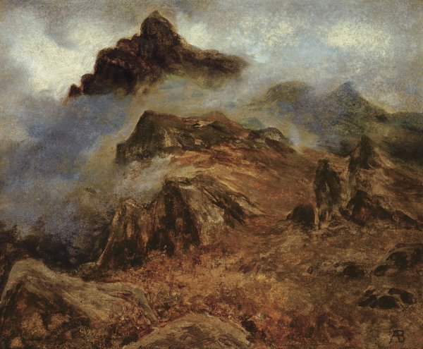 Main Product Photo of Study of Rocky Mountains Painting by Albert Bierstadt