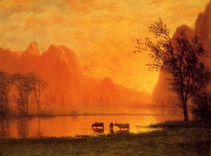 Sundown at Yosemite by Albert Bierstadt Oil Painting