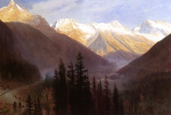 Main Product Photo of Sunrise at Glacier Station Painting by Albert Bierstadt