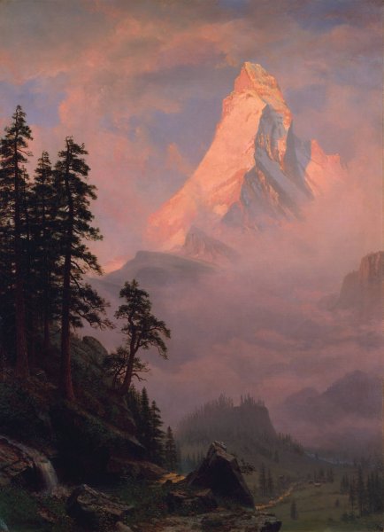 Sunrise on the Matterhorn  by Albert Bierstadt - Hand-Painted Oil Painting Reproduction