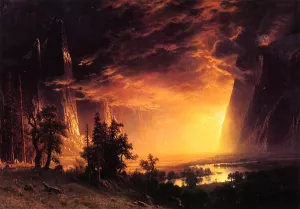 Sunset in the Yosemite Valley by Albert Bierstadt - Oil Painting Reproduction
