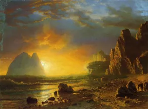 Sunset on the Coast by Albert Bierstadt Oil Painting