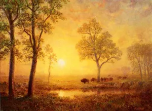 Sunset on the Mountain by Albert Bierstadt - Oil Painting Reproduction