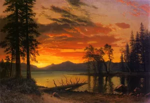 Sunset over the River by Albert Bierstadt Oil Painting