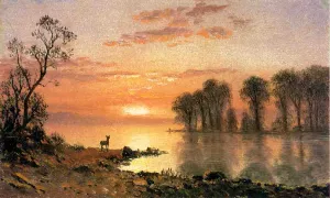 Sunset by Albert Bierstadt - Oil Painting Reproduction