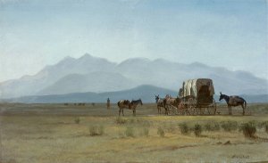 Surveyor's Wagon in the Rockies by Albert Bierstadt Oil Painting